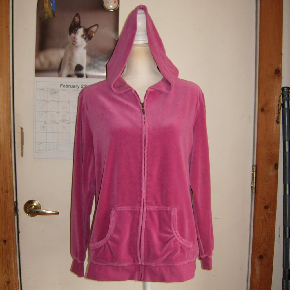 Made For Life Purple Velour Zip Front Hooded Jacket 1X